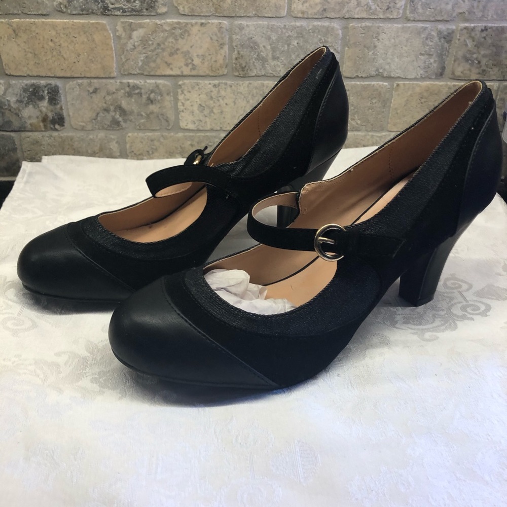 Flapper Mary Jane heels black size women’s 10